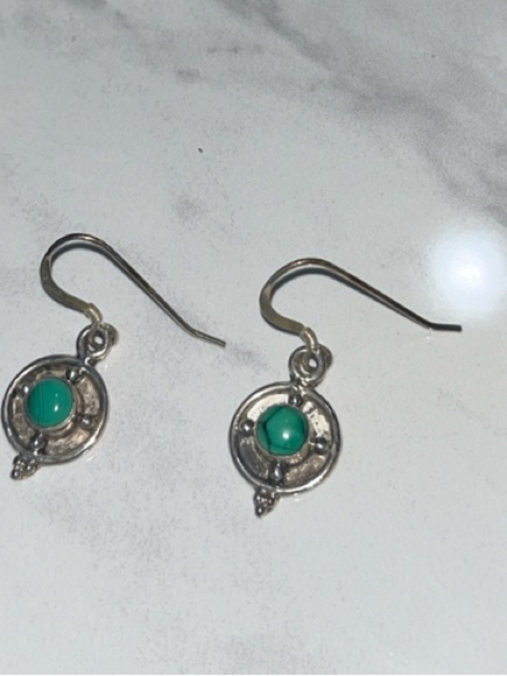 Sterling Silver Malachite Stone Drop Earrings - Women Jewelry
